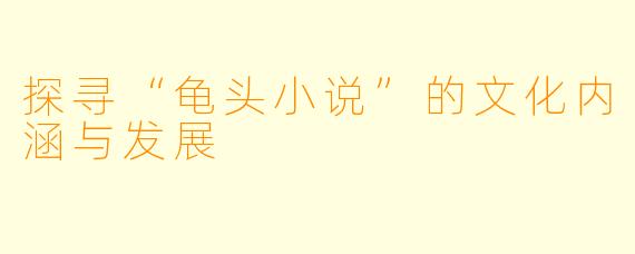 探寻“龟头小说”的文化内涵与发展