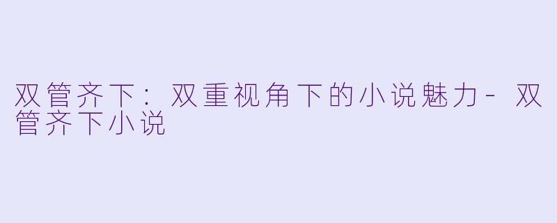 双管齐下：双重视角下的小说魅力-双管齐下小说