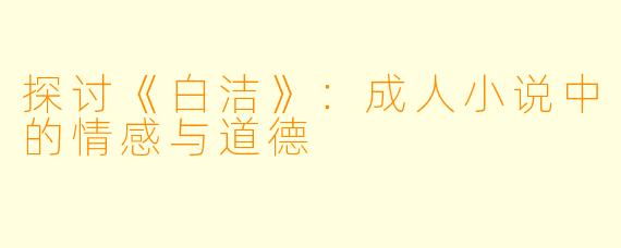 探讨《白洁》：成人小说中的情感与道德