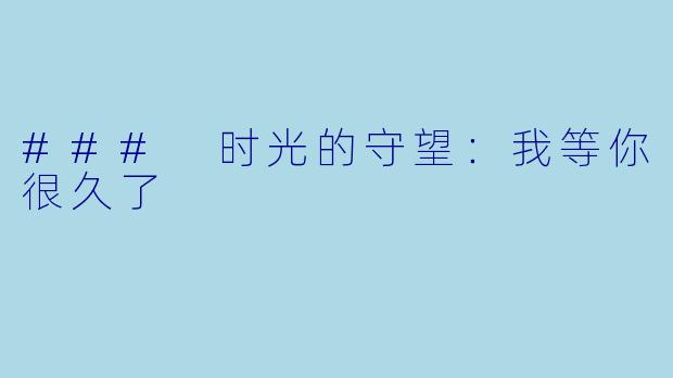 ### 时光的守望:我等你很久了