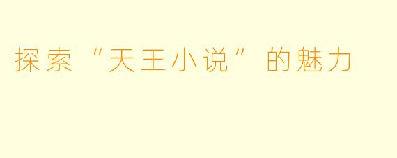探索“天王小说”的魅力