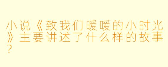小说《致我们暖暖的小时光》主要讲述了什么样的故事?