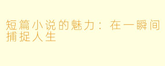 短篇小说的魅力：在一瞬间捕捉人生