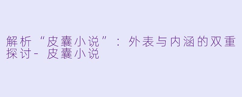 解析“皮囊小说”：外表与内涵的双重探讨-皮囊小说
