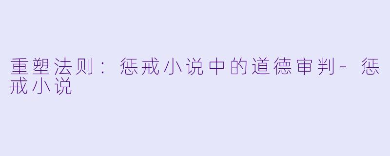 重塑法则：惩戒小说中的道德审判-惩戒小说