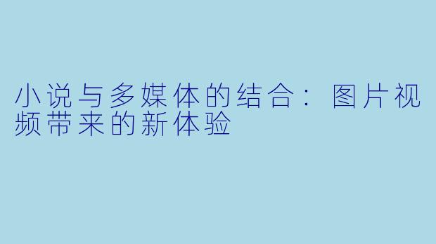 小说与多媒体的结合：图片视频带来的新体验