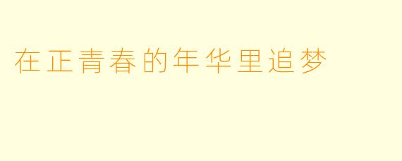 在正青春的年华里追梦