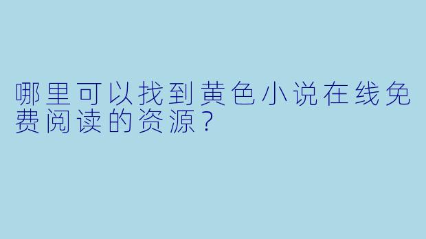 哪里可以找到黄色小说在线免费阅读的资源？