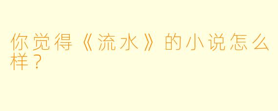 你觉得《流水》的小说怎么样？