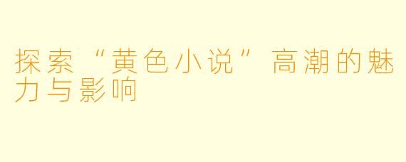 探索“黄色小说”高潮的魅力与影响