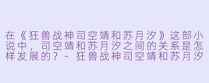 在《狂兽战神司空靖和苏月汐》这部小说中,司空靖和苏月汐之间的关系是怎样发展的?