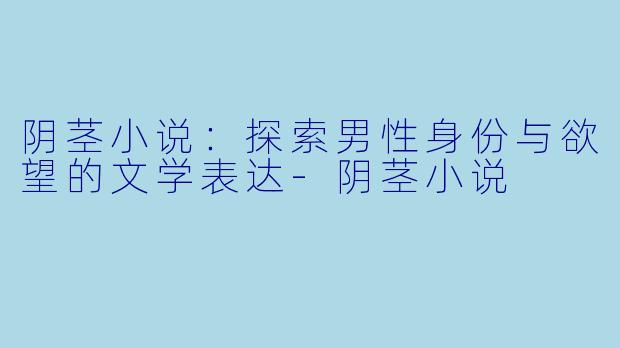 阴茎小说：探索男性身份与欲望的文学表达-阴茎小说