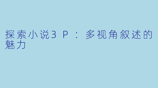 探索小说3P：多视角叙述的魅力