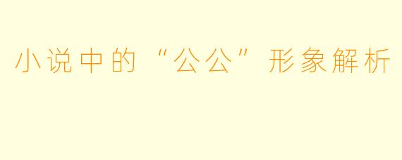 小说中的“公公”形象解析