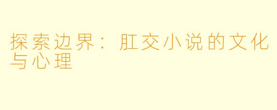 探索边界：肛交小说的文化与心理