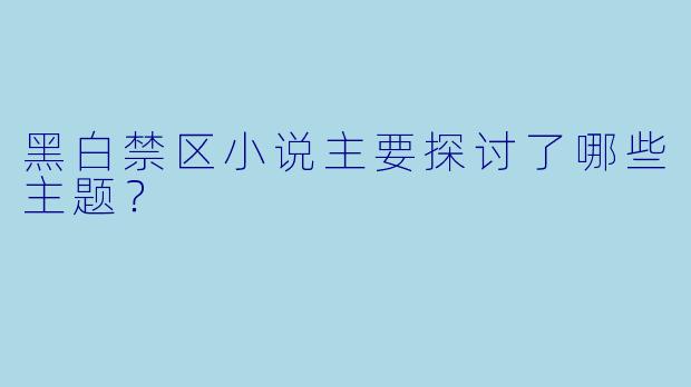 黑白禁区小说主要探讨了哪些主题?