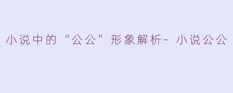 小说中的“公公”形象解析