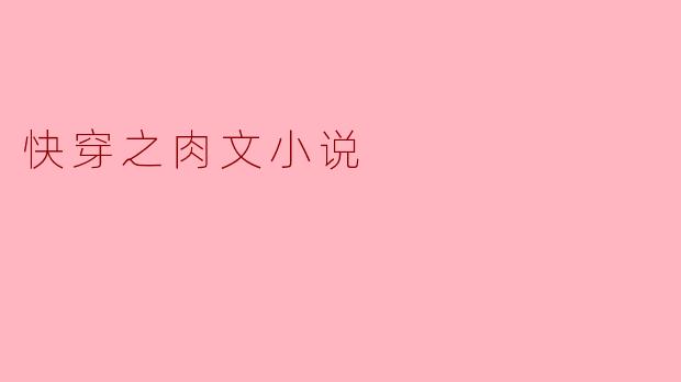 什么是“快穿之肉文小说”?