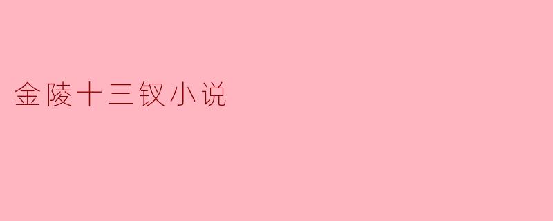 金陵十三钗小说