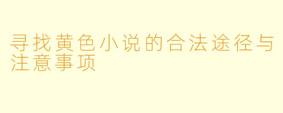 寻找黄色小说的合法途径与注意事项