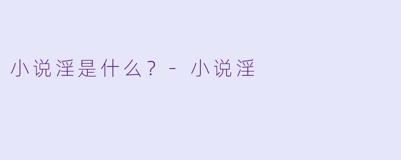 小说淫是什么？