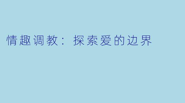 情趣调教：探索爱的边界