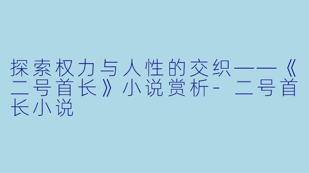 探索权力与人性的交织——《二号首长》小说赏析-二号首长小说