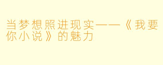 当梦想照进现实——《我要你小说》的魅力
