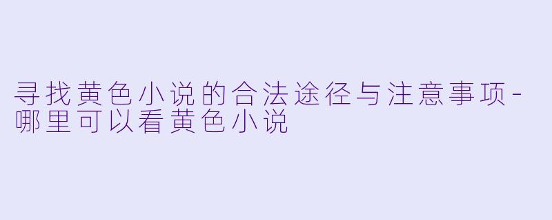 寻找黄色小说的合法途径与注意事项-哪里可以看黄色小说