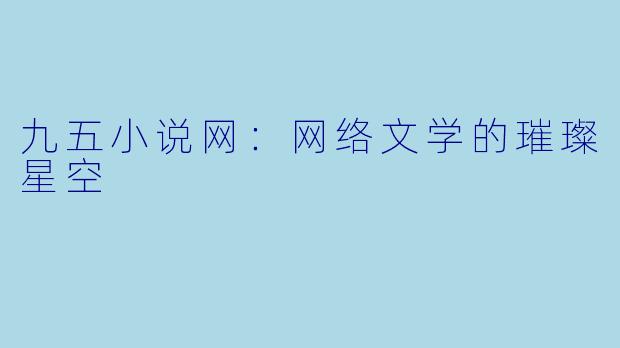 九五小说网：网络文学的璀璨星空