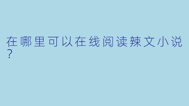 在哪里可以在线阅读辣文小说？