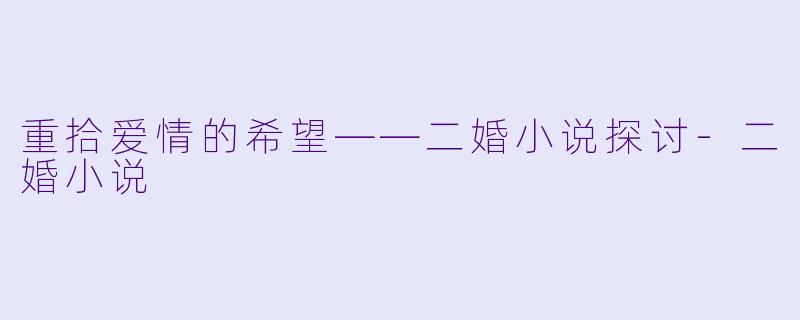 重拾爱情的希望——二婚小说探讨