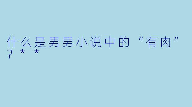 什么是男男小说中的“有肉”?**