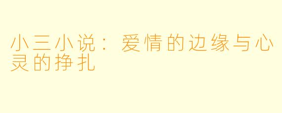 小三小说：爱情的边缘与心灵的挣扎