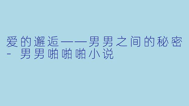 爱的邂逅——男男之间的秘密-男男啪啪啪小说