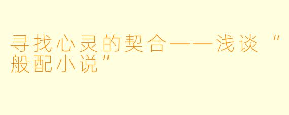 寻找心灵的契合——浅谈“般配小说”