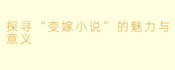探寻“变嫁小说”的魅力与意义