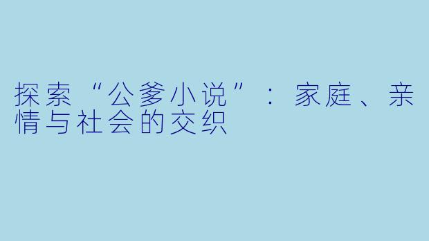探索“公爹小说”：家庭、亲情与社会的交织