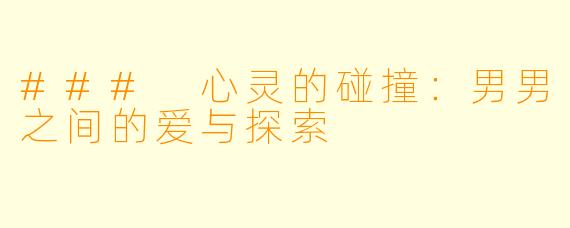 ### 心灵的碰撞:男男之间的爱与探索