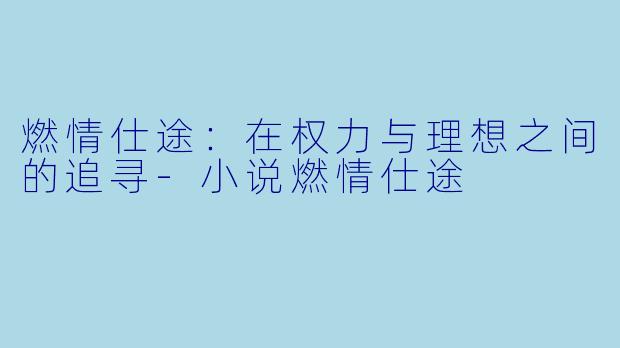 燃情仕途：在权力与理想之间的追寻-小说燃情仕途