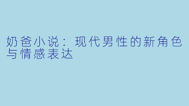 奶爸小说:现代男性的新角色与情感表达