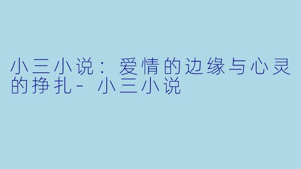 小三小说:爱情的边缘与心灵的挣扎