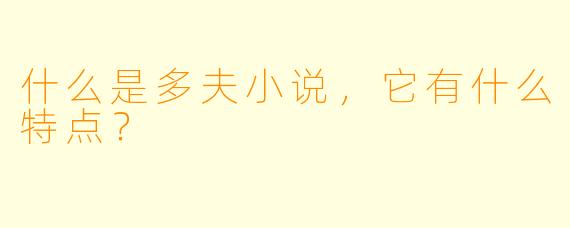 什么是多夫小说,它有什么特点?