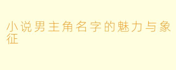 小说男主角名字的魅力与象征