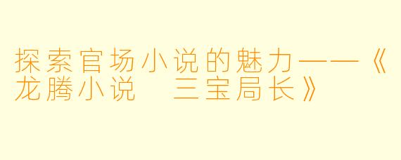探索官场小说的魅力——《龙腾小说 三宝局长》