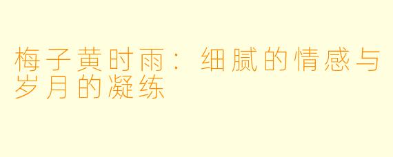 梅子黄时雨：细腻的情感与岁月的凝练