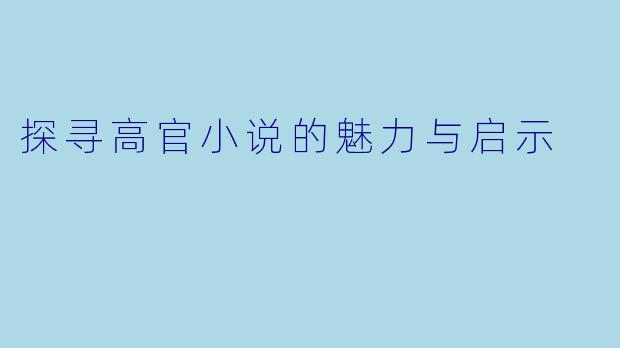 探寻高官小说的魅力与启示