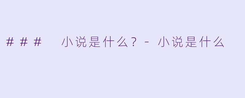 ### 小说是什么?