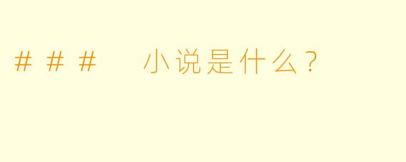 ### 小说是什么？