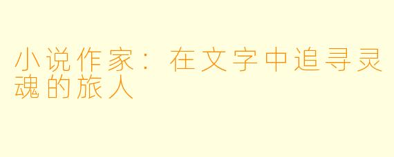 小说作家：在文字中追寻灵魂的旅人